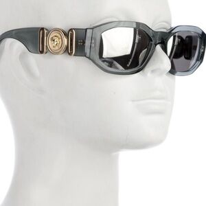 Silver gray authentic Versace sunglasses gold signature Versace emblem on sides